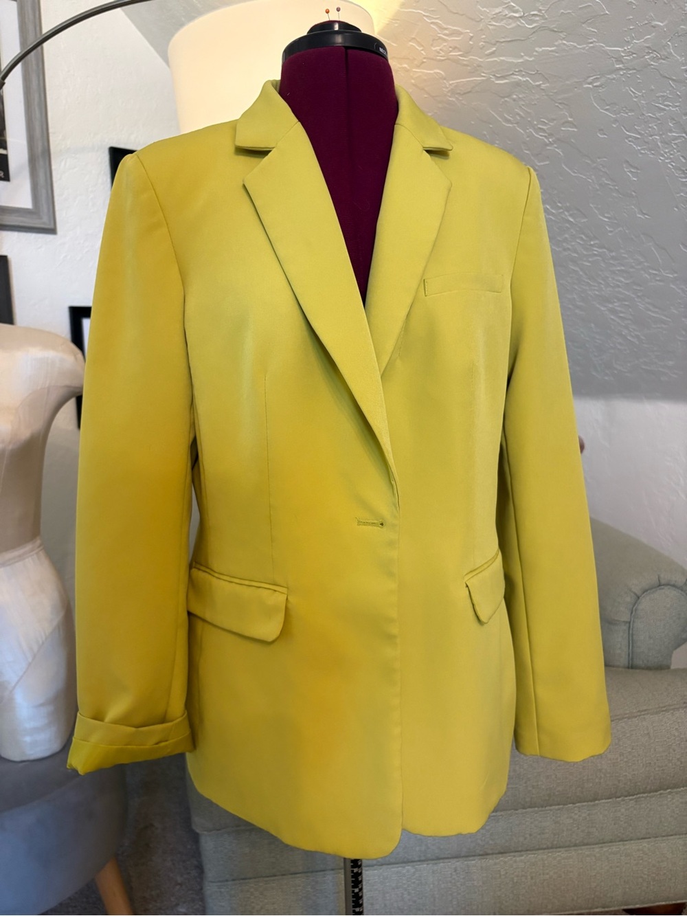 DKNY Lime Green Single-Button Women's Blazer